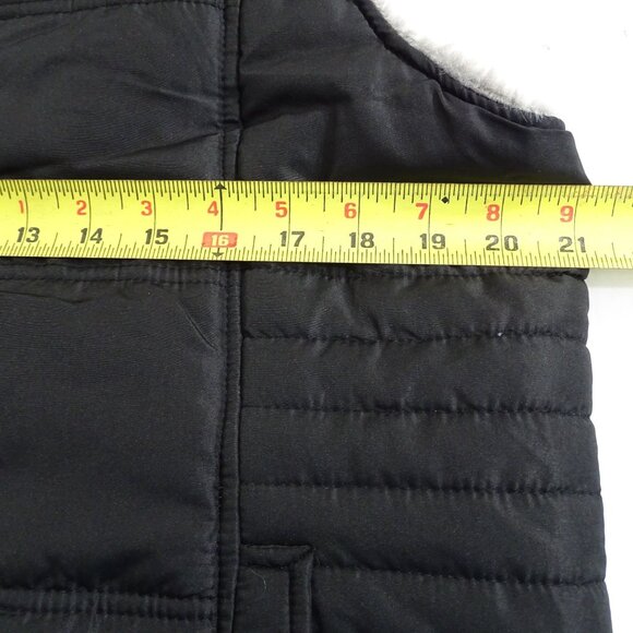 Valerie Stevens Black Gray Puffer Reversible Vest Women Size L Faux Fur Lining - Picture 7 of 9